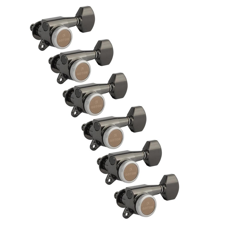 Gotoh Magnum Lock-Trad 6-In-Line Guitar Tuners, Cosmo Black - Image 1